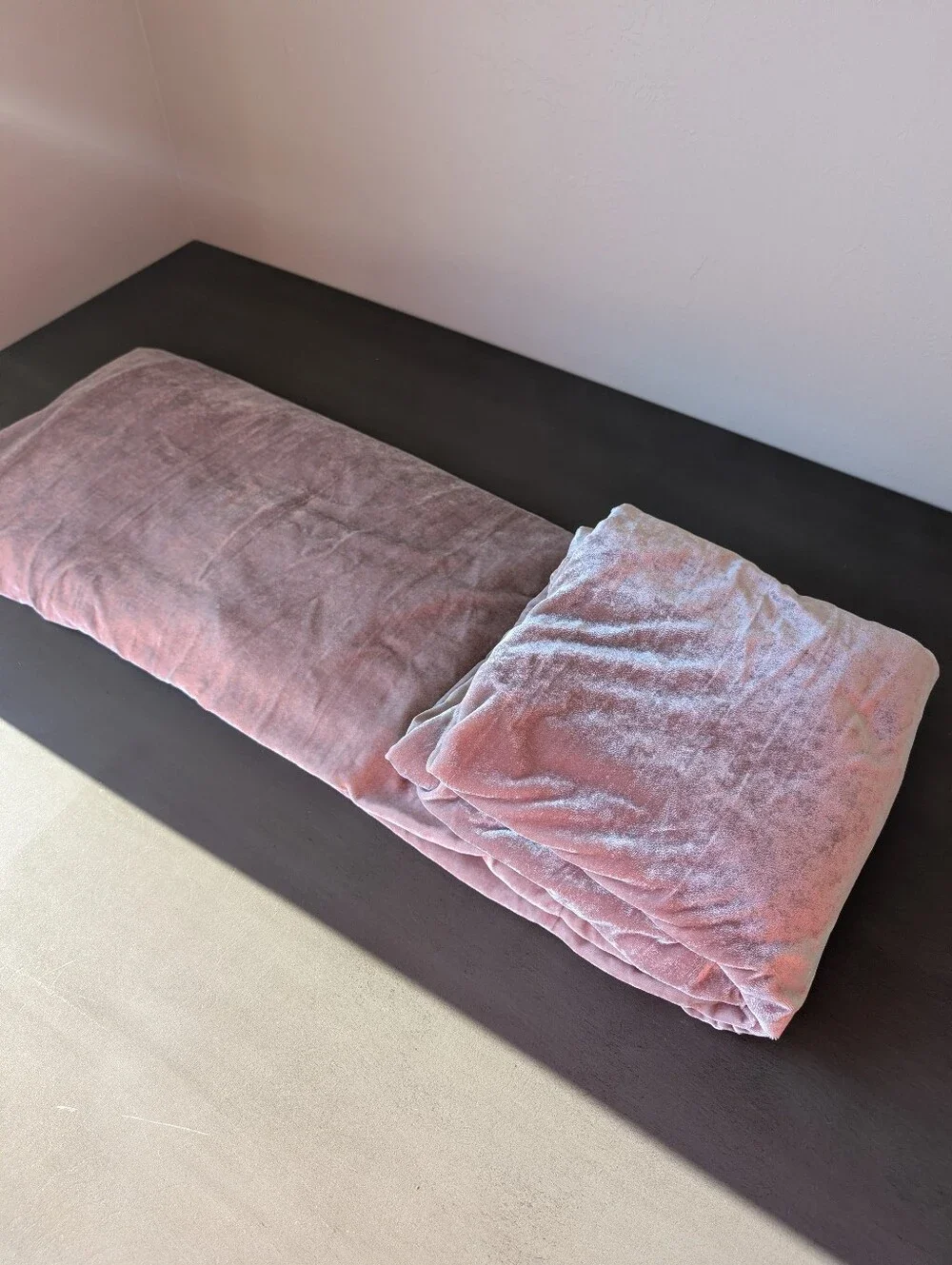 West Elm Queen Velvet Mauve Dusty Pink Duvet Cover Viscose Nylon Cotton